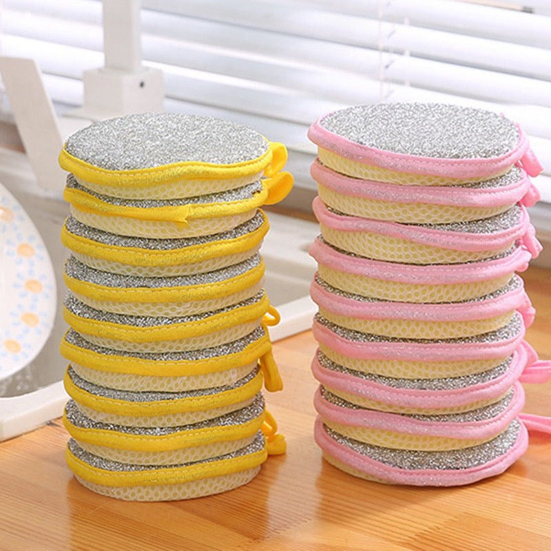 5 or 10 double-sided dishwashing sponges for household cleaning of kitchen tableware.