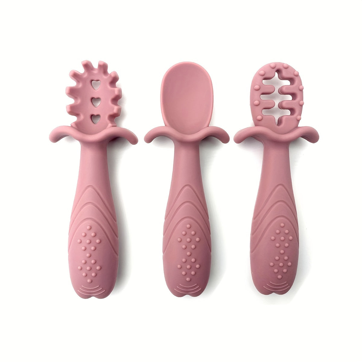 Set of 3 Soft Feeding Tableware for Training, Including Food Grade Silicone Rice Paste Spoon and Fork, Silicone Spoon - Perfect for Toddlers