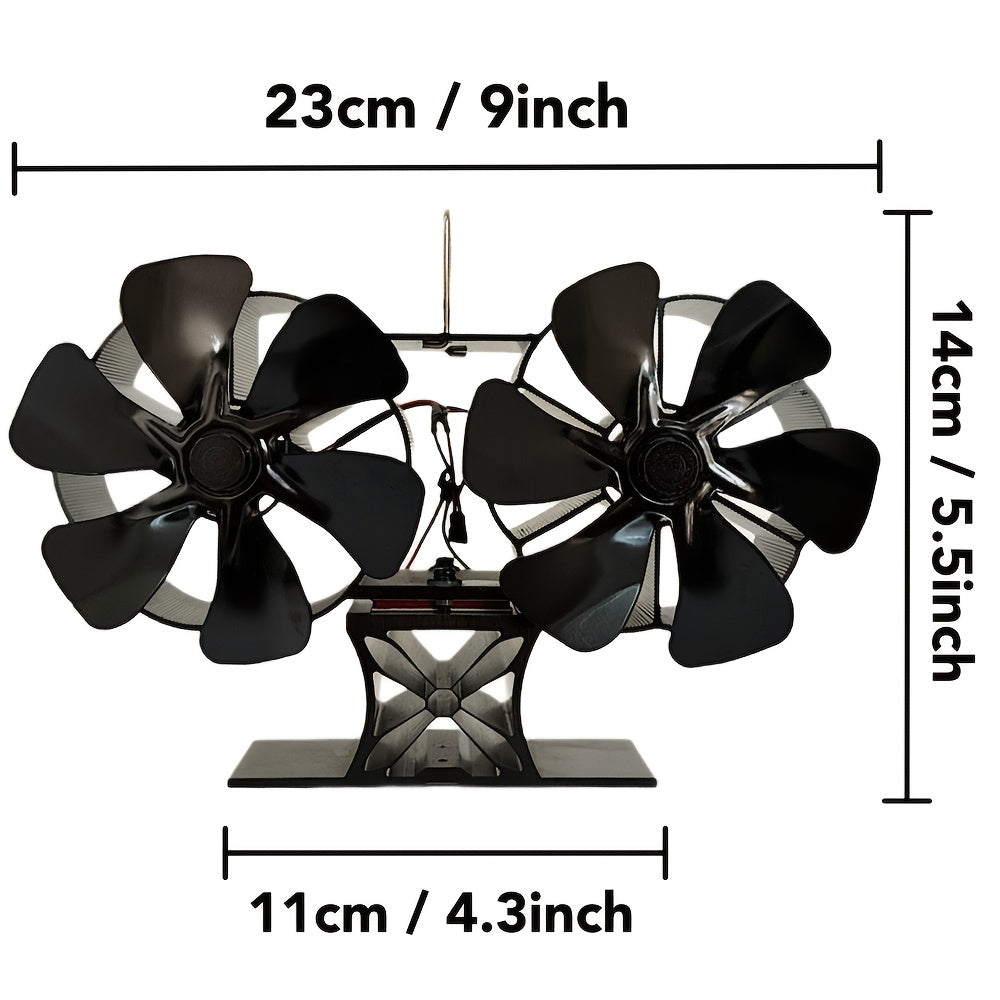 Wood Stove Fan Set: Includes 1pc Wood Stove Fan, Magnetic Thermometer & Gloves. Features 12 Blades, Silent Motors, and Push Horizontal Air Flow. Heat Powered for Wood Burning Stoves, Gas, Pellet, and Log Fireplaces.