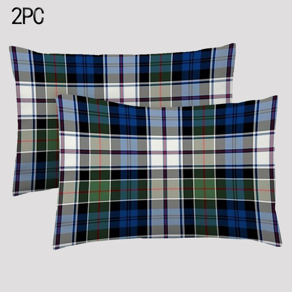 Set of 2 Clan Colquhoun Tartan Pillow Covers, measuring 30.48x50.8 cm each. Made of double-sided short plush print polyester, these decorative cushion cases are perfect for both sofa and bedroom decor. Item code: DIJIULU7107.