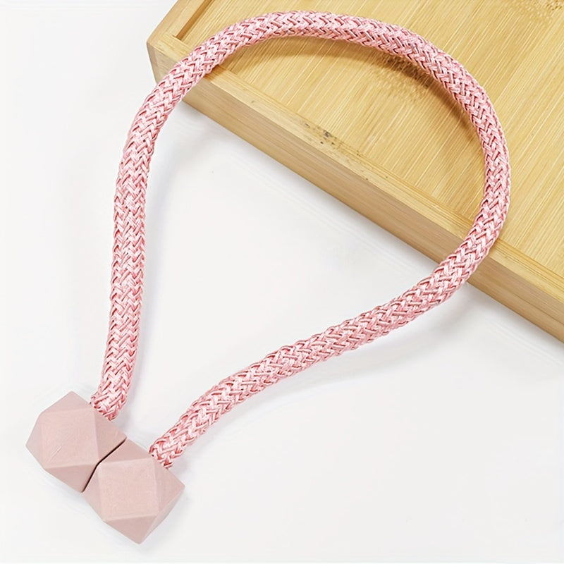 Modern Minimalist Curtain Tieback Set - Plastic Magic Cube Clips in Blue, Pink, Peach, and Brown - Stylish and Functional Window Drapery Holders for Home Decor and Living Room Curtains