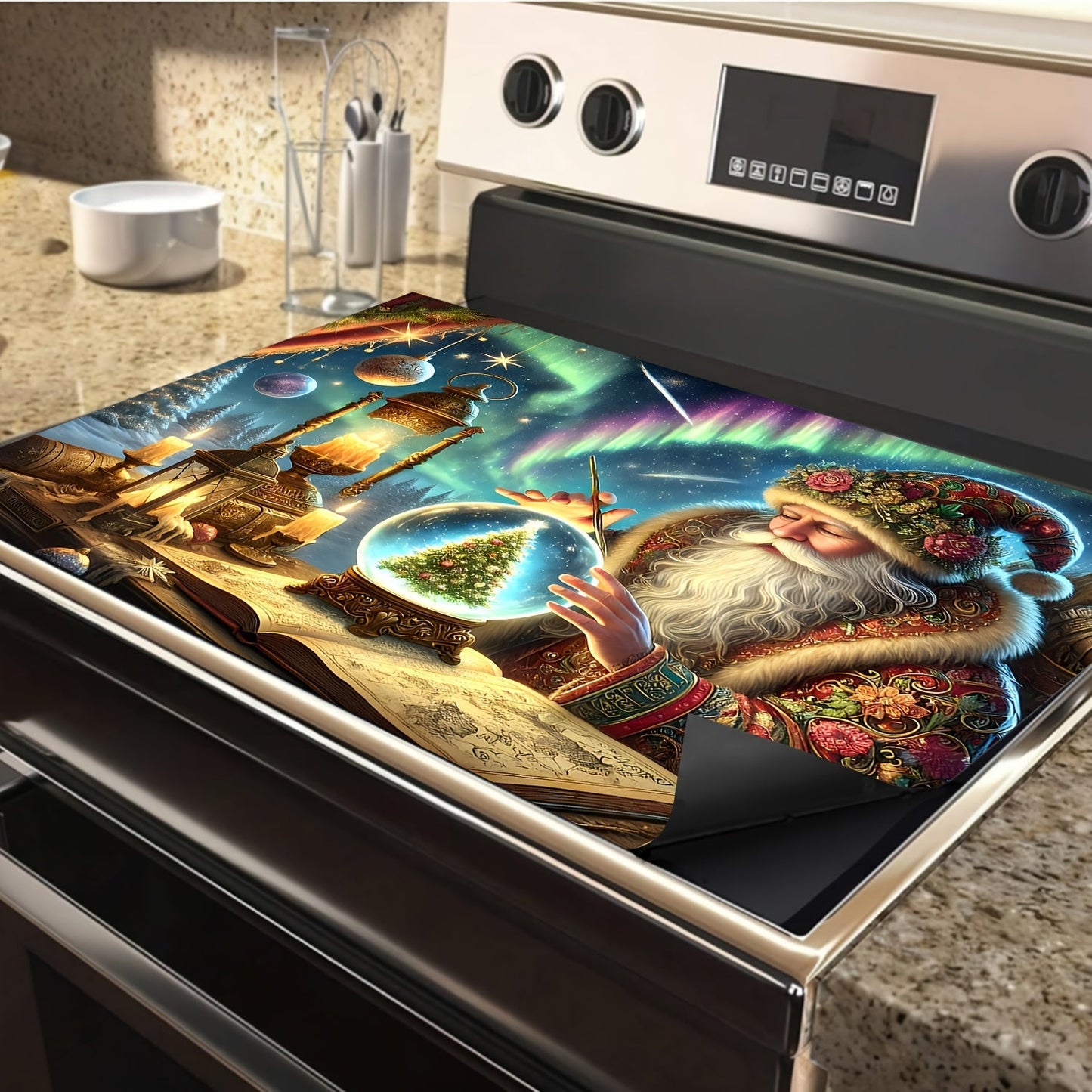 Protect your stove top with this Christmas-themed, anti-slip, waterproof protector. It is scratch-resistant, heat-resistant, and multipurpose, making it perfect for cooktops, appliances, and ironing mats. It is easy to clean and requires no electricity.