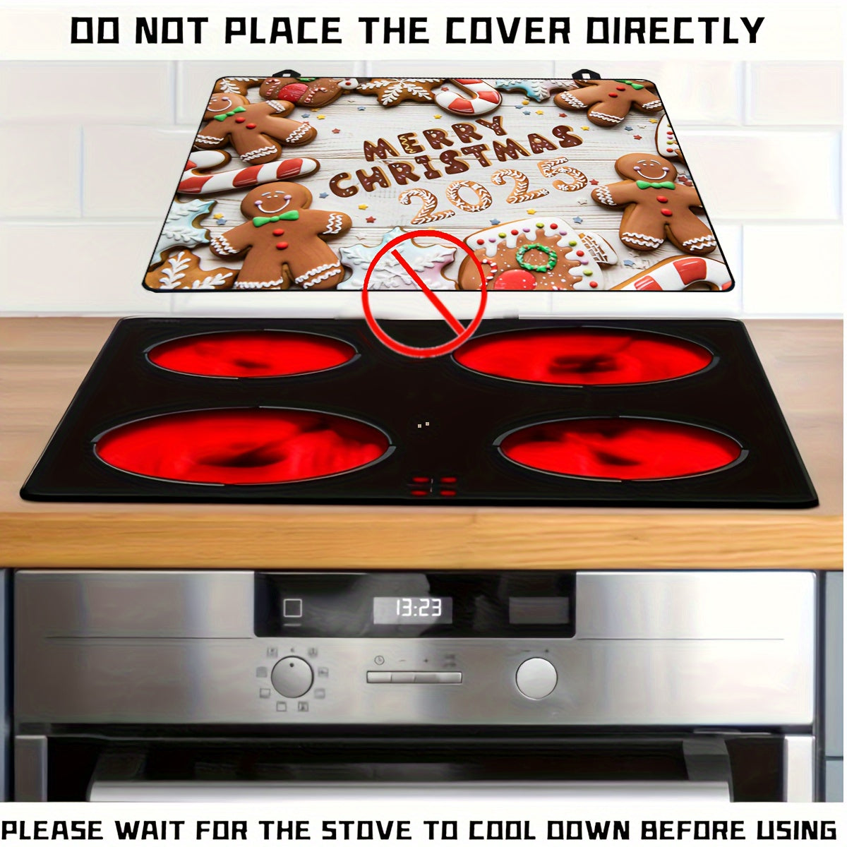 Multipurpose Heat Resistant Scratch Guard for Stove Tops - Extra Large Christmas Mat, Easy to Clean Waterproof Cover, 72.39cm x 52.07cm, Suitable for Electric Glass Cooktops in Commercial and Residential Settings