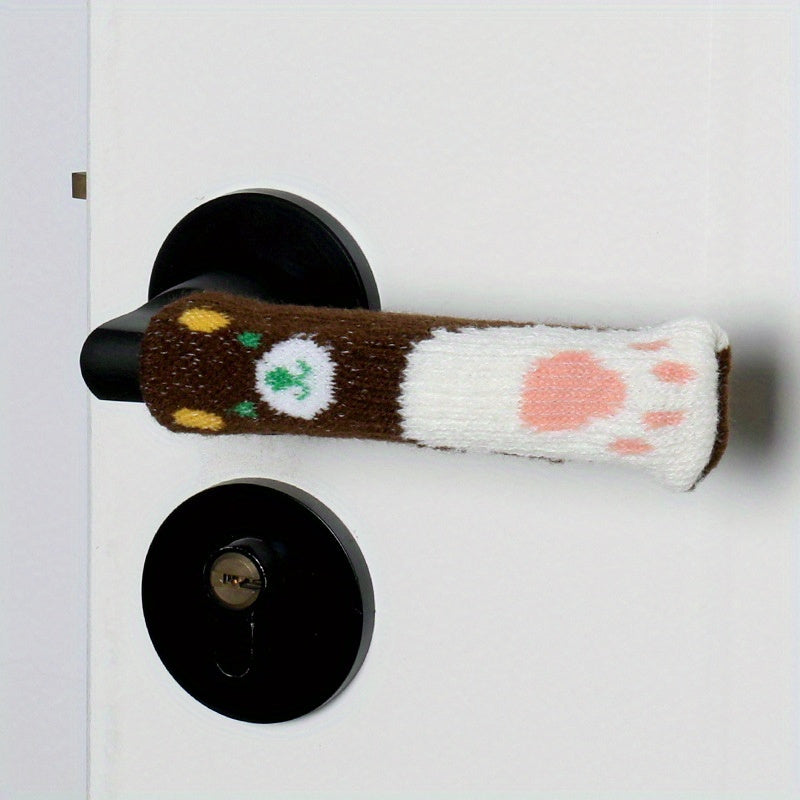 Velvet Door Handle Protector: Long Knit Design, Hand-Washable, Wall Bumper Guard, Anti-Collision Pad for Home Décor