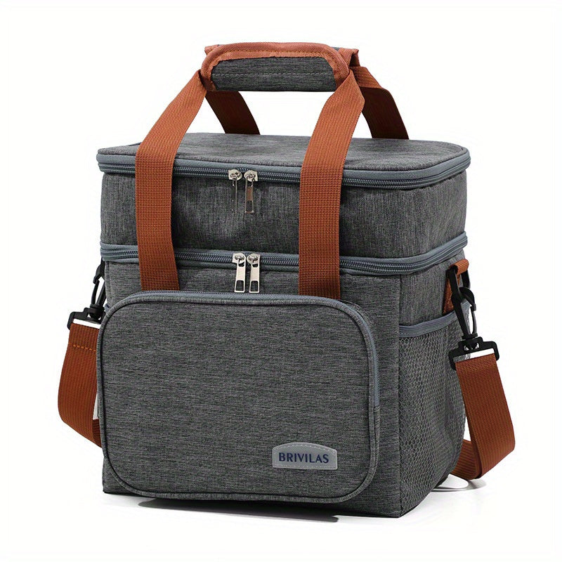 1 double layer insulated lunch bag for adults, suitable for work, school, picnic, or travel.