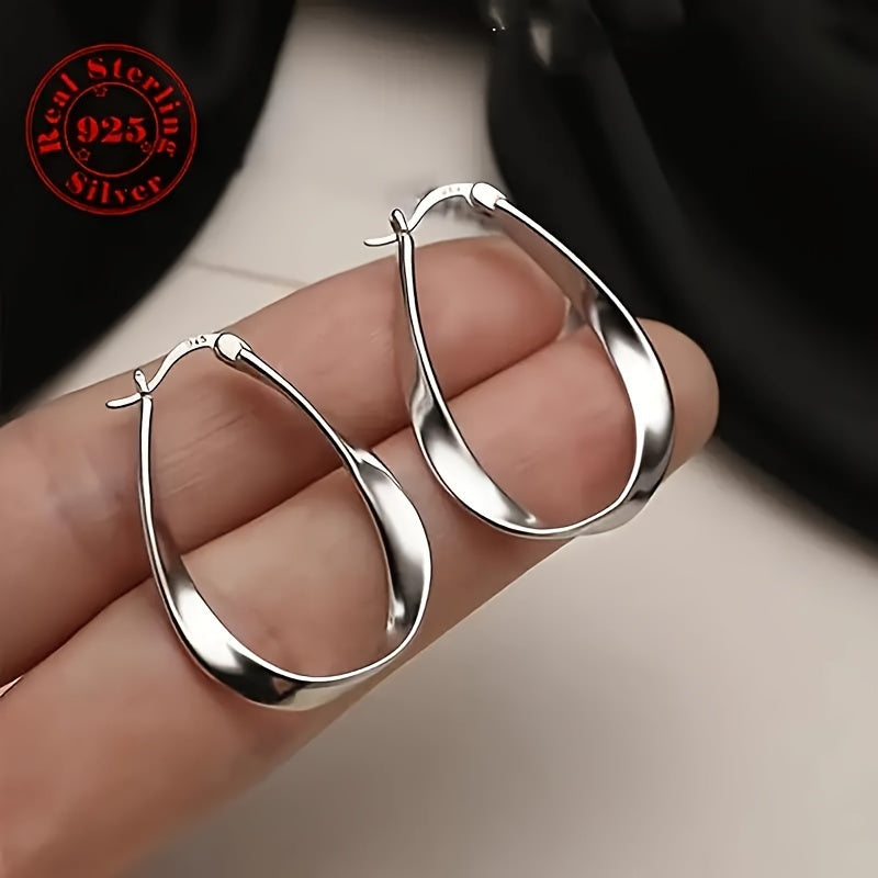 Sterling Silver Mobius Twist Hoop Earrings for Women - Elegant and Hypoallergenic, Ideal for Everyday Wear. The Perfect Gift Choice