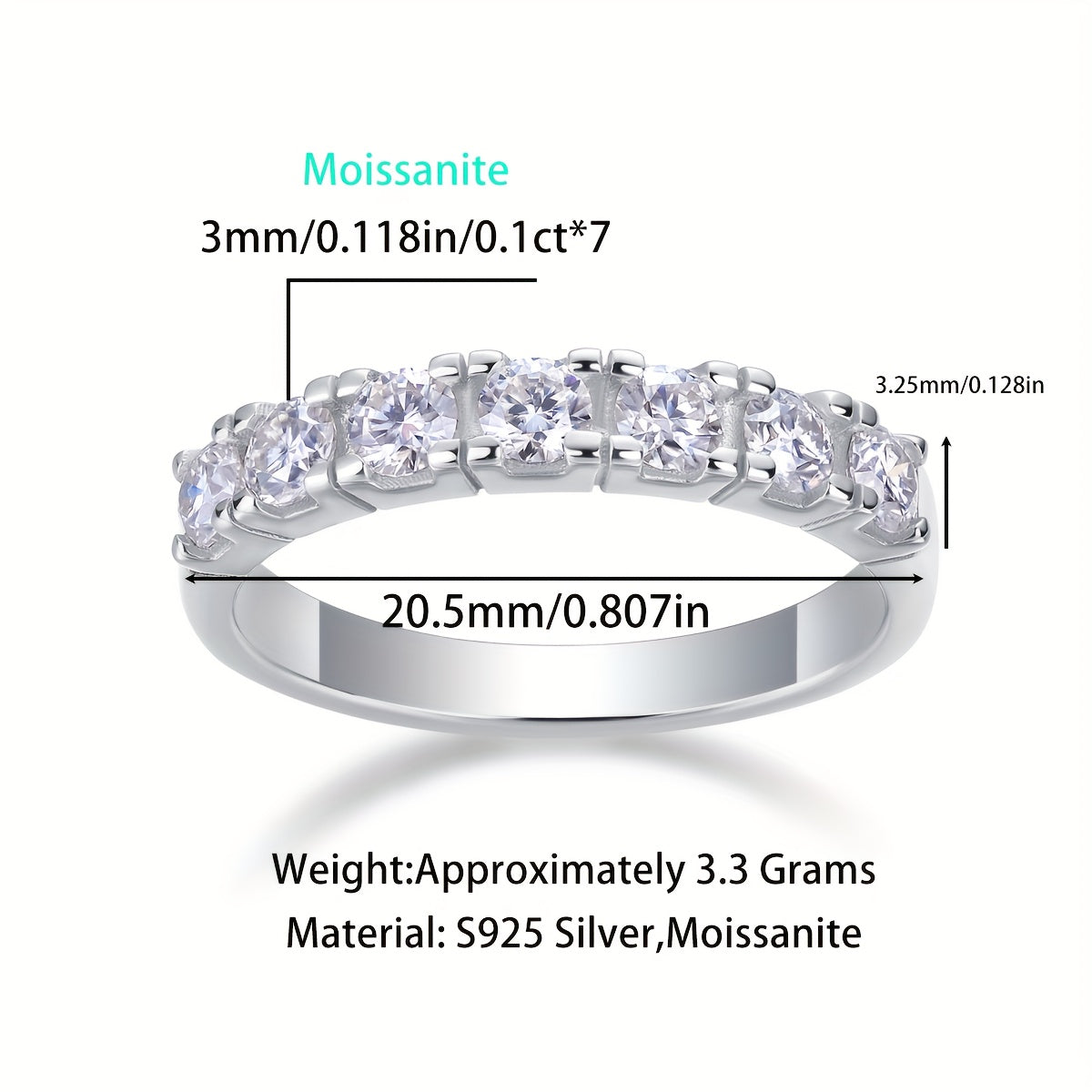 One piece of S925 Sterling Silver Moissanite Stone Ring weighing 7.3g/0.26oz, featuring a 0.7 Carat stone. This unisex ring is perfect for parties, engagements, weddings, and anniversaries. It makes an ideal gift for couples or as a festive gift idea.