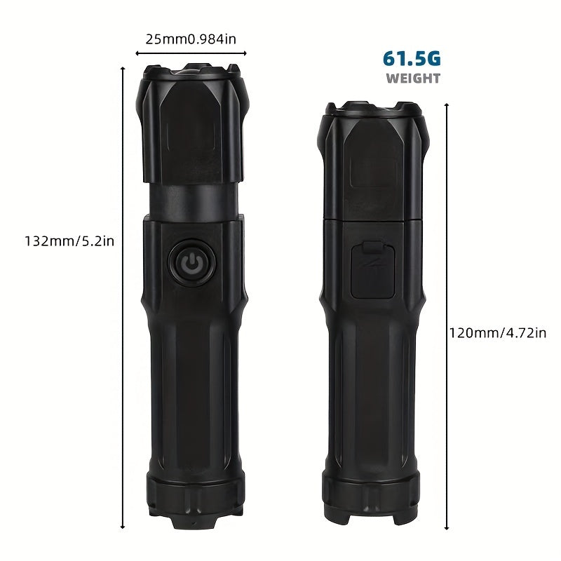 Portable telescopic flashlight with powerful zoom capabilities for outdoor and home use.