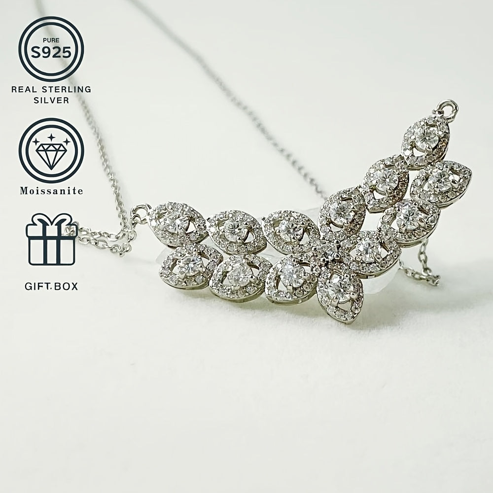 Stunning Boho-Chic 0.1 Carat D-Grade Moissanite Necklace, 925 Sterling Silver Plated, Lab-Created Stone, December Birthstone, Perfect Thanksgiving Gift, Versatile Jewelry for Every Season, Lightweight 6.05g