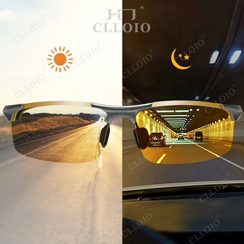 CLLOIO Anti-Glare Photochromic Day Night Vision Men Driving Polarized Sunglasses