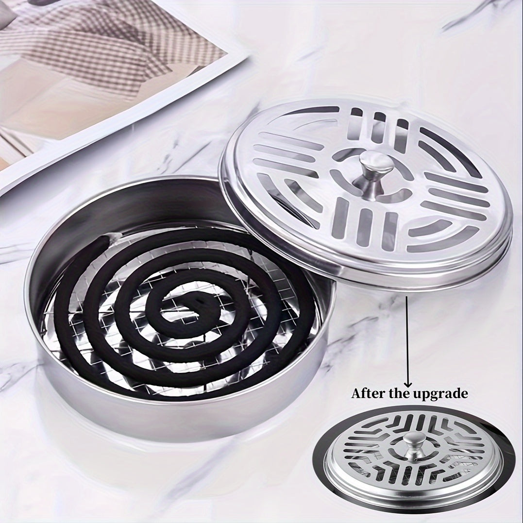 Stainless steel mosquito incense tray for home organization.