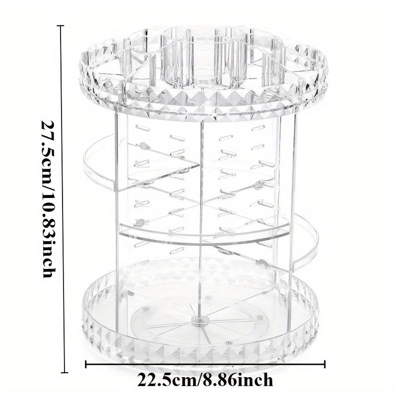 Вращающийся органайзер для макияжа с высокоемким хранилищем для средств по уходу за кожей, макияжа, духов, помады, лосьонов и косметических кистей.