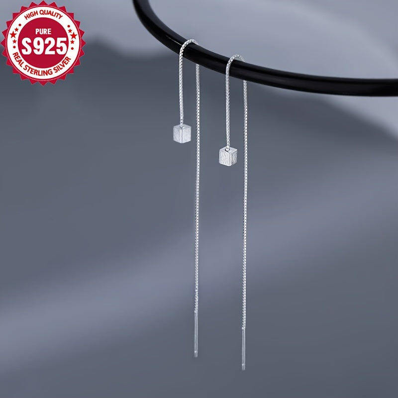 925 Sterling Silver Drop & Dangle Earrings with a Simple Pastoral Style - Featuring Long Tassel Threaders, Non-Plated Design, Lightweight and Hypoallergenic Ear Needle. These Elegant Fashion Earrings are perfect for all seasons, ideal for both sports and