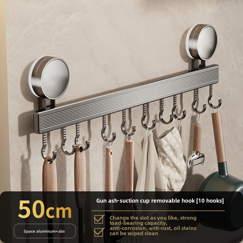 Convenient Suction Cup Kitchen Organizer - No-Drill Storage Rack for Utensils, Made of Strong Metal, Ideal for Spoons & Spatulas