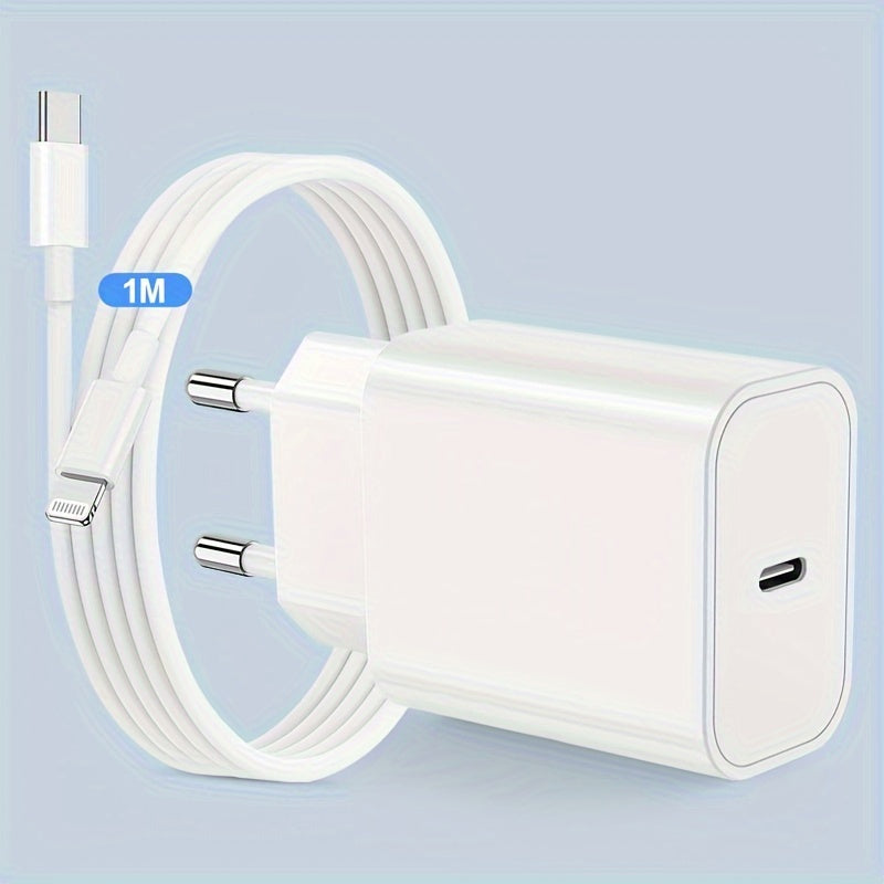 Ansty 10W USB-C Быстрая Зарядка для iPhone, iPad, Android - Европейская Стандартная Вилка, Белый, Готов к Путешествию.