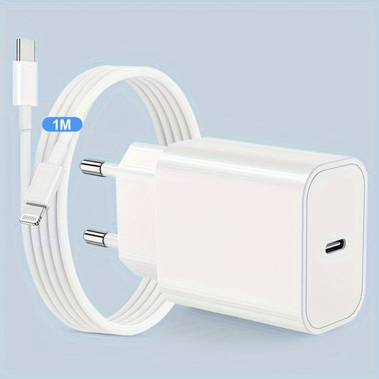 Ansty 10W USB-C Fast Charger for iPhone, iPad, Android - European Standard Plug, White, Travel Ready.