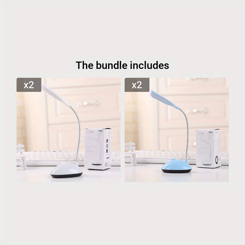 Kinpho Portable LED Desk Lamp is a foldable, eye-friendly mini table light with adjustable angle. It is battery operated (batteries not included) and ideal for students. Available in white