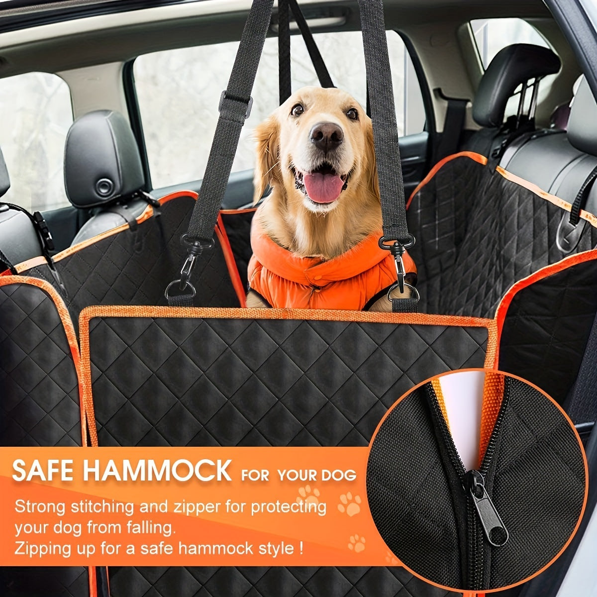 Upgrade your car seats with this waterproof and scratch-resistant dog hammock cover.