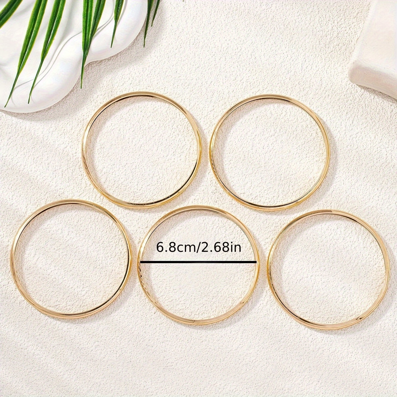 Set of 5 Gold-Plated Iron Bangle Bracelets, Bohemian and Hip-Hop Inspired, Sleek and Stylish Design, Mix and Match Stackable Accessories for Women, Ideal for Any Occasion, Great for Parties and Gifting, Versatile All-Season Fashion Statement