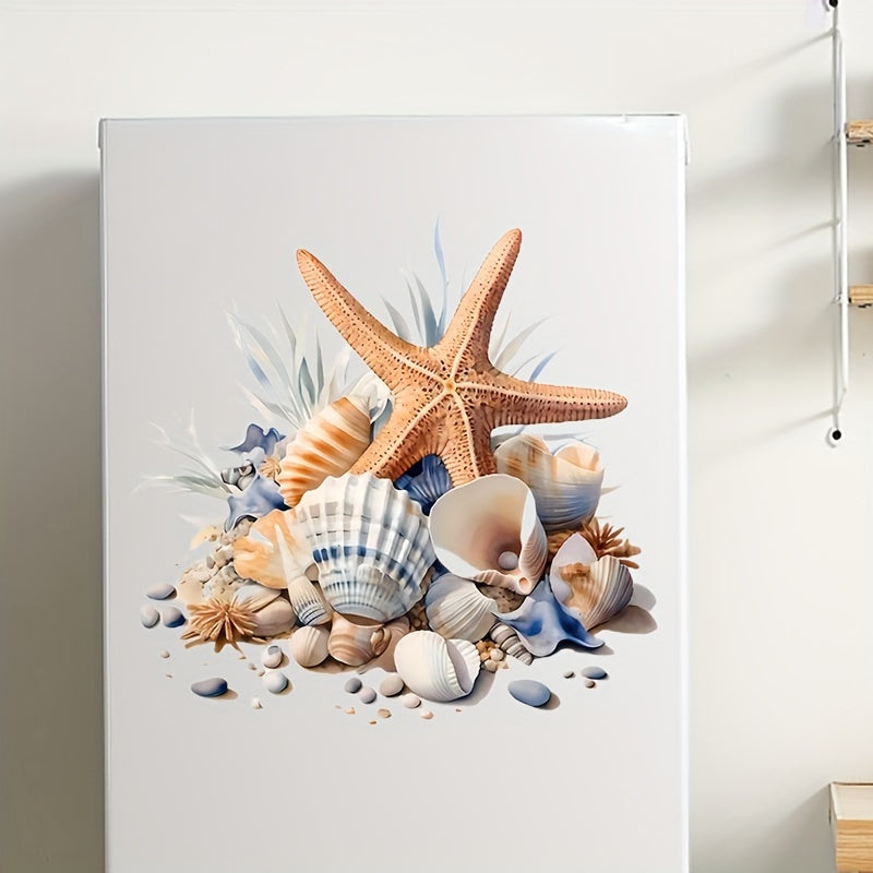 Toilet lid decal featuring summer beach design - easy to apply and perfect for ocean-themed home decor.