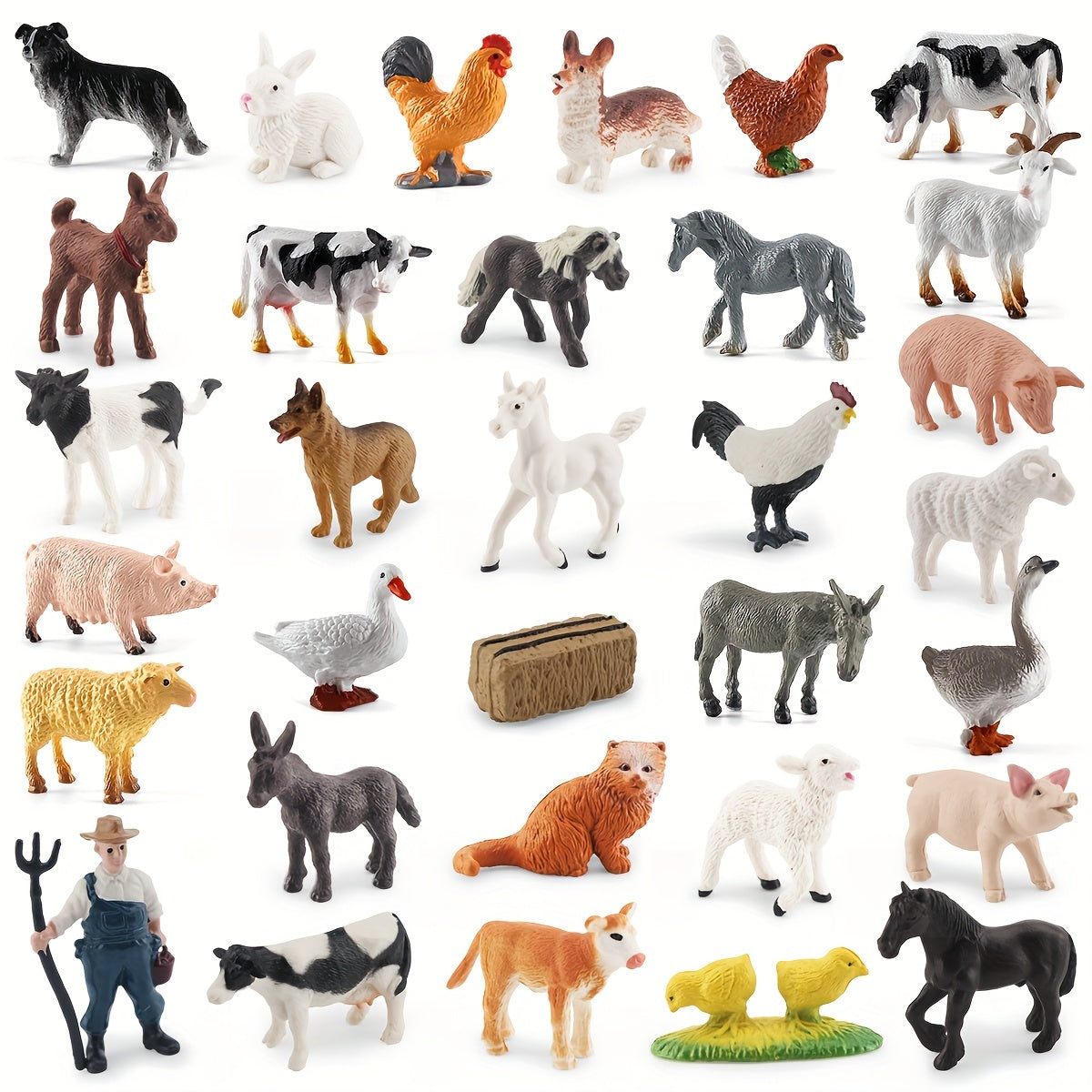 Fantarea Miniature Farm Animals set: Realistic and suitable for kids aged 3-8.