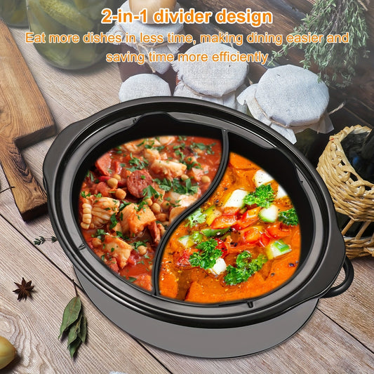 Accessory for 6-Quart Slow Cooker: Insert Liner Compatible with 6 QT Crock Pot, Dual Compartment Reusable Silicone Divider for Separate Cooking, Dishwasher Safe, BPA-Free Food Separator