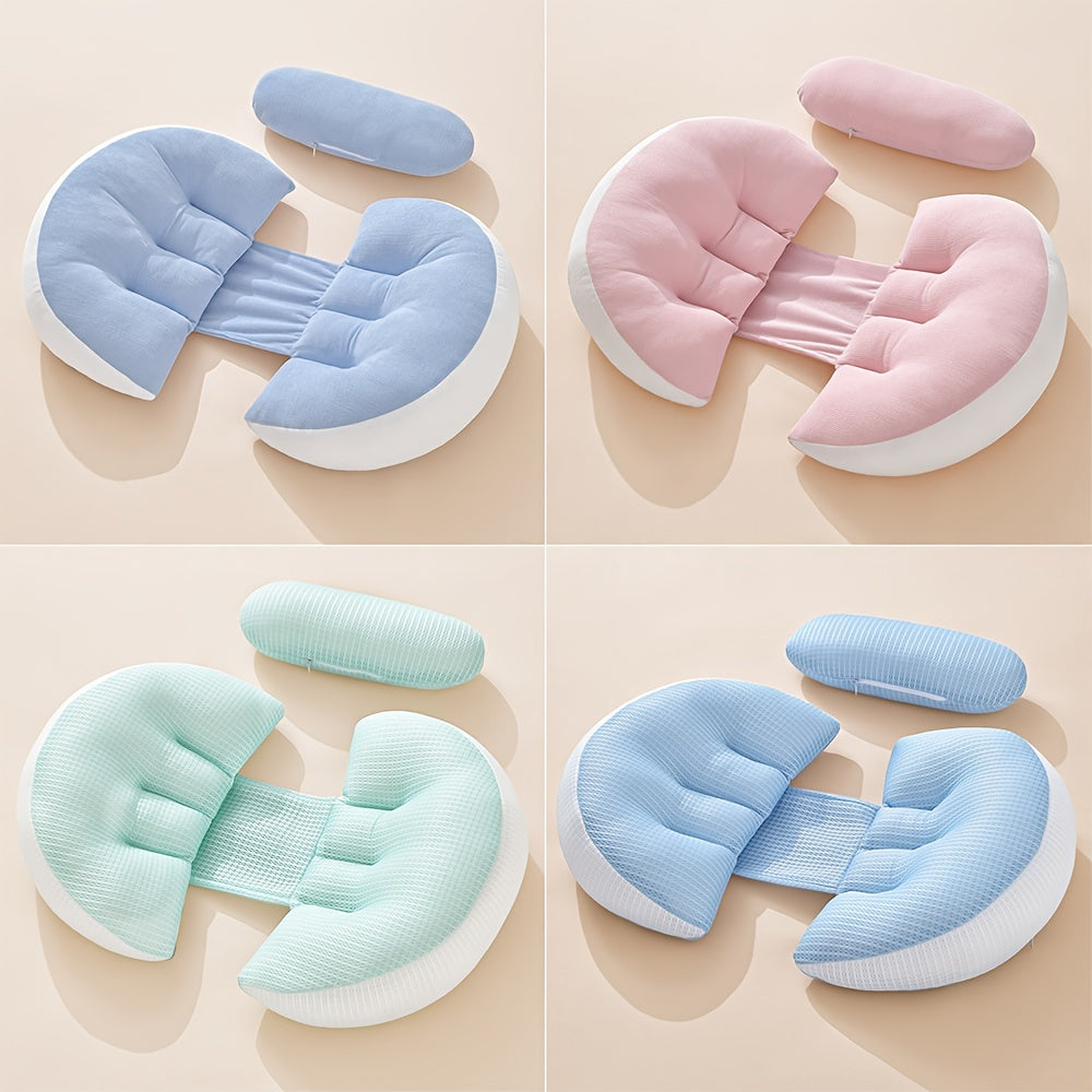 U-shaped Pregnancy Pillow for Side Sleeping Support with Waist and Abdominal Cushion - Perfect for Pregnant Women Throughout All Seasons.