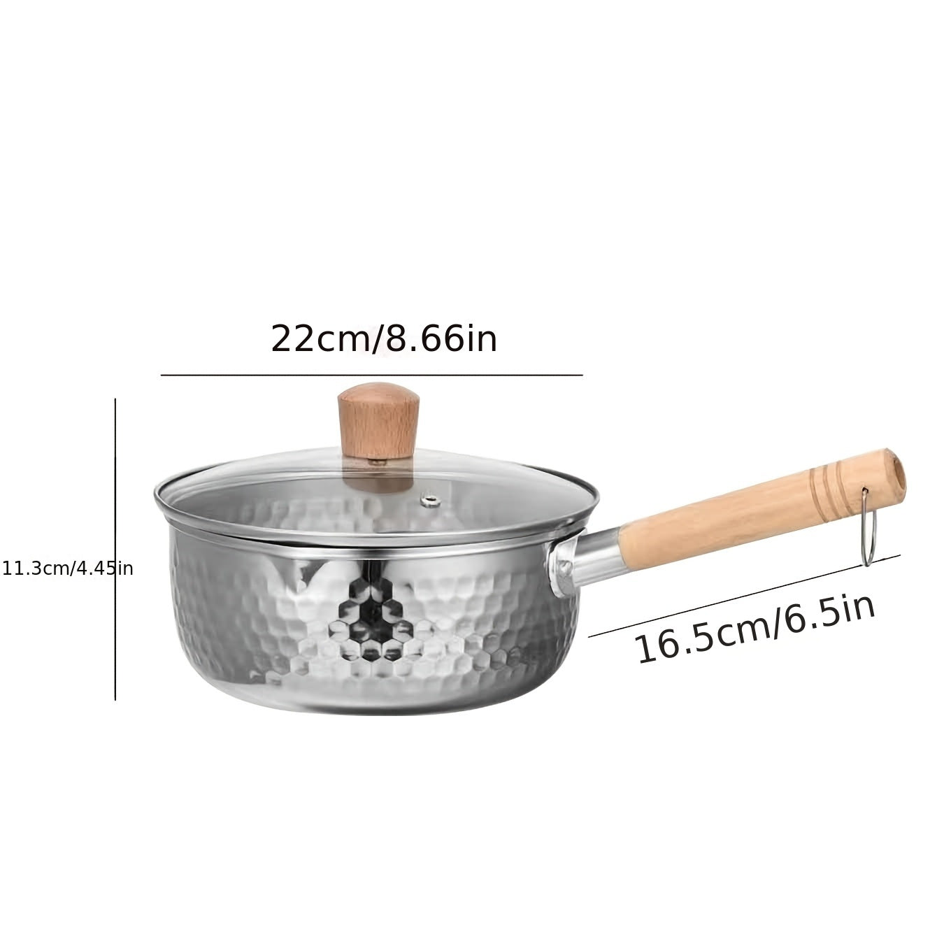 Small Stainless Steel Saucepan with 2L/2.1QT Capacity, Ideal for Cooking Noodles and Soups, Single Serve Milk Pan, Induction Compatible, Includes Wooden Lid for Home Kitchen Use.