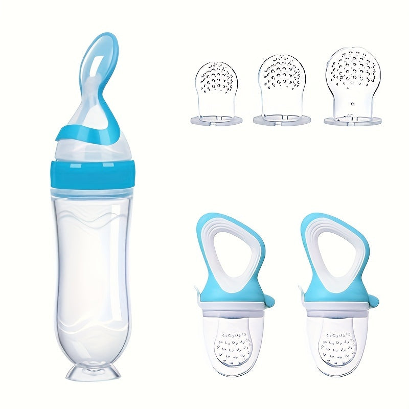 Get a set of 3 Fruit Feeder Pacifiers with a Food Spoon Dispenser, perfect for babies starting solids. Makes a great gift for Christmas, Thanksgiving, New Year's, or Valentine's Day!