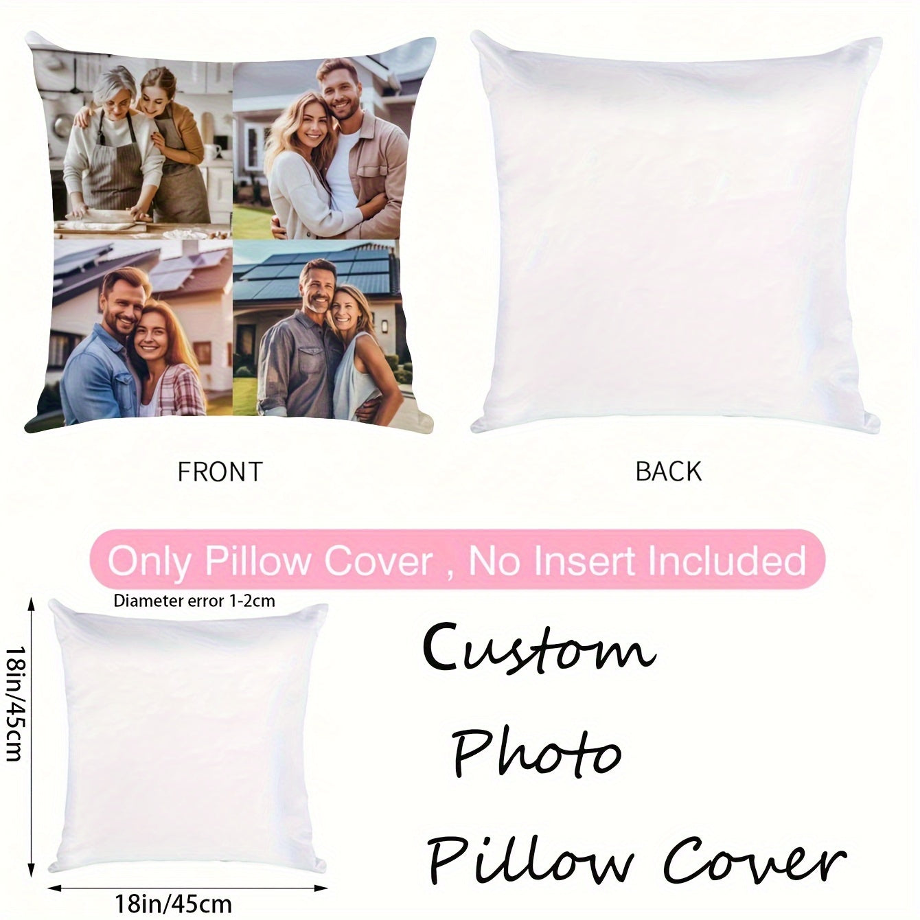 Personalize your 18x18 Pillow Cover - Great for Home Decorating & Celebrating Holidays such as Valentine's Day, Christmas, Thanksgiving, and New Year's - A Thoughtful Gift for Family and Anniversaries, Featuring a Design on One Side, Made of Polyester.