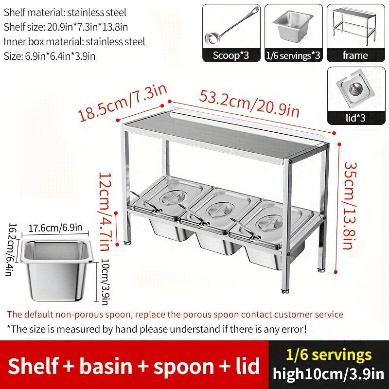 Durable Stainless Steel 3-Tier Kitchen Organizer with Lids - Ideal for Storing Spices, Fruits, and More | Efficient Countertop Storage Solution