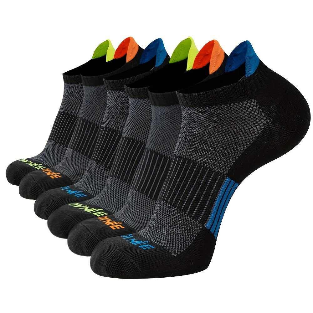 6 pairs of men's no show socks for spring and summer, perfect for outdoor fitness and running.