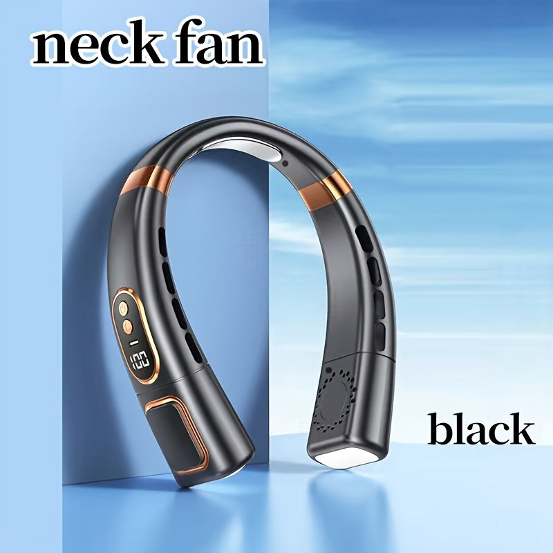 Stay cool and comfortable on-the-go with the JKUOO Portable Neck Fan. This bladeless fan is rechargeable and features dual wheels, an LED display, neck support, and hands-free wear for outdoor sports and travel. Perfect for personal use, this fan is a