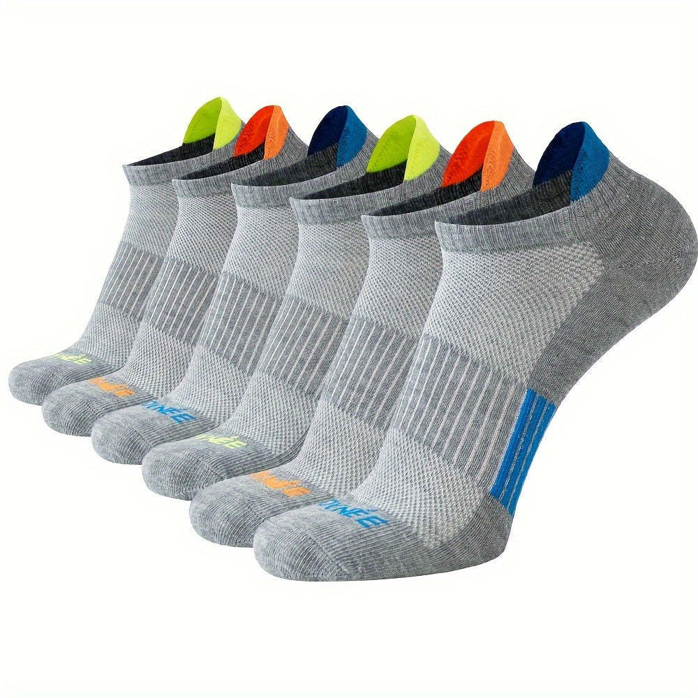 6 pairs of men's no show socks for spring and summer, perfect for outdoor fitness and running.