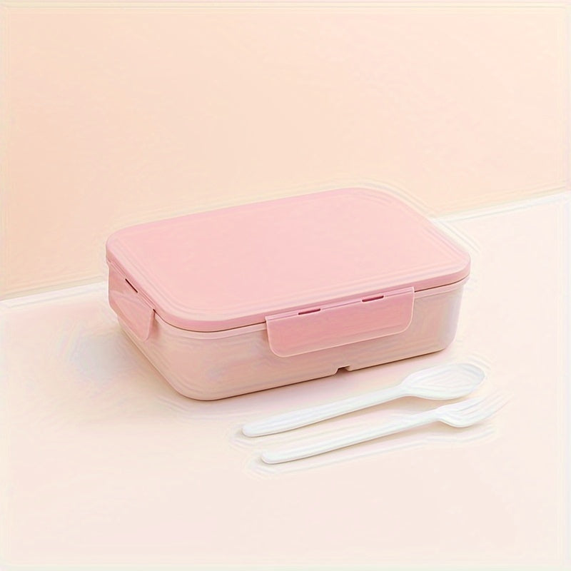 A leak-proof, microwaveable Japanese-style lunch box with compartments, perfect for students and office workers on the go. This high-quality plastic container is ideal for travel and can hold a large amount of food.