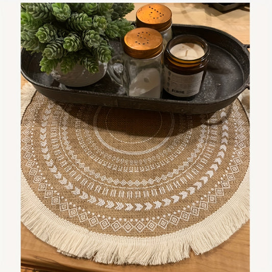 Jute Boho-Chic Round Placemats Set of 4 or 6 - Heat Resistant, Non-Slip Table Mats for Dining & Kitchen - Ideal for Thanksgiving & Christmas Gatherings