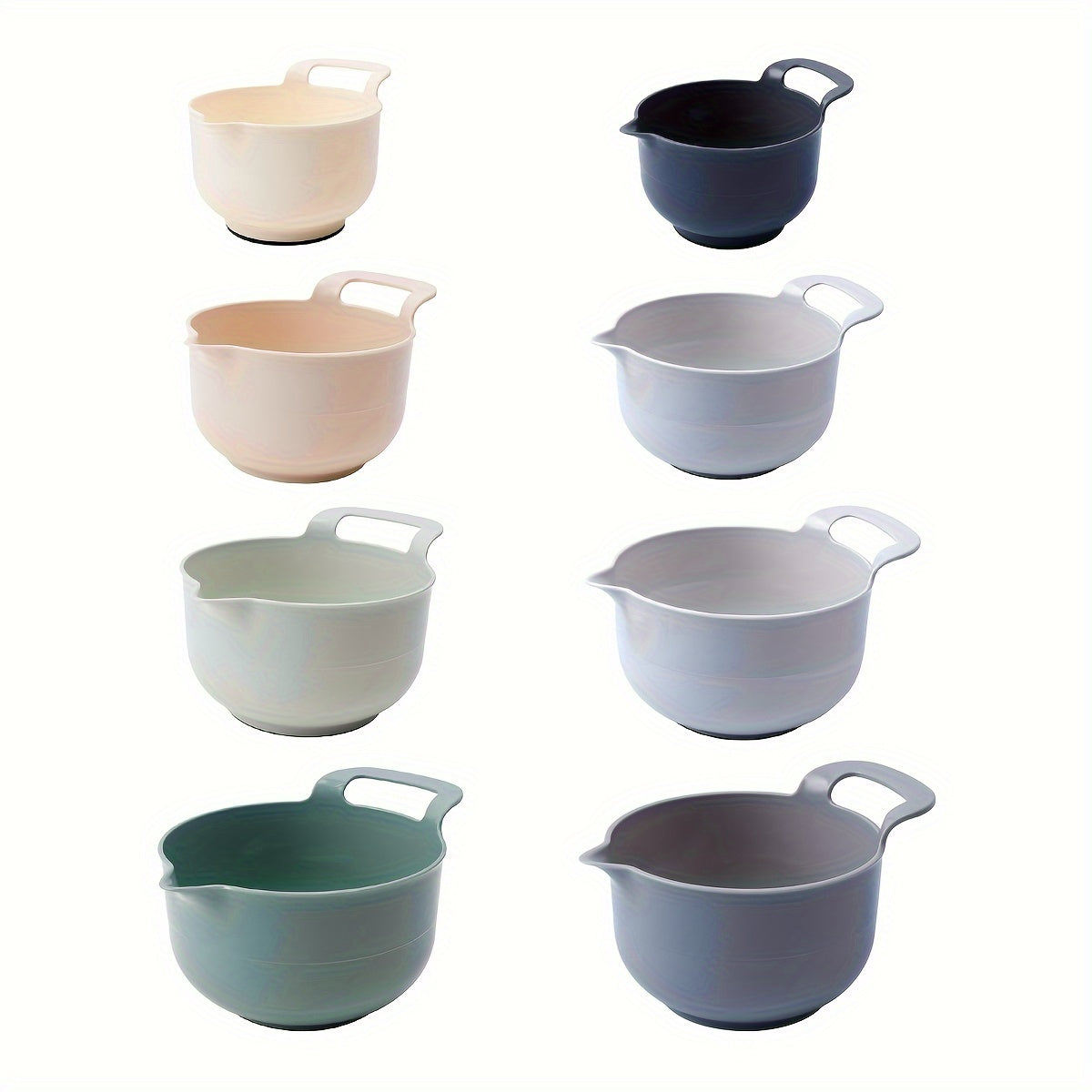 Set of 4 Plastic Mixing Bowls including Non-Slip Salad Bowl, Baking Prep Bowls, Multi-purpose Rinse Bowls. Kitchen Essentials in Various Sizes (1.1L/1.5L/2L/2.5L) that are Easy To Clean.