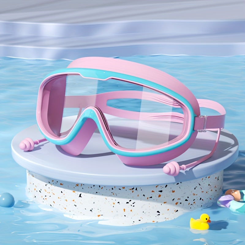 Large frame waterproof swimming glasses with anti-fog goggles, ideal for swimming training.