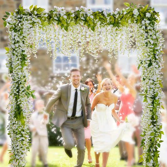 Zaphyron 4pcs Faux Wisteria Garland - 173.74cm Artificial Flower Vines, 12 Branches Each, Ideal for Home, Garden, and Outdoor Wedding Arch Decor.