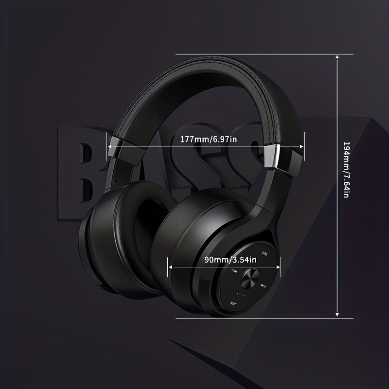 Wireless headphones with EQ Music Modes, microphone, and 30-hour playtime. HiFi stereo, foldable, lightweight design with deep bass for phone and PC use.