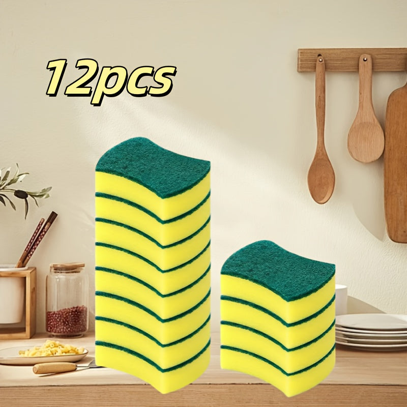 Pack of 12 or 24 Multi-Use Cleaning Sponges with Dual-Sided Scrub Pads, Long-Lasting Scratch-Resistant Polyurethane Foam, Highly Absorbent Household and School Cleaning Supplies for Kitchen, Bathroom, Bedroom, Glass, Furniture, Car - Made from Melamine