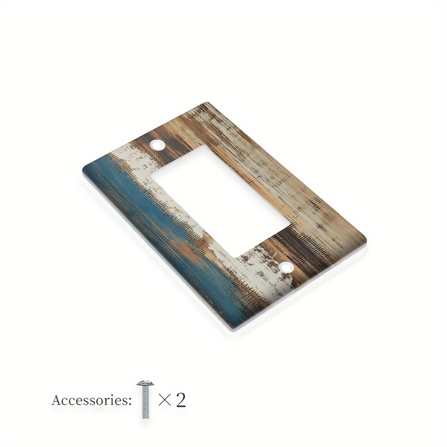 Brown wood wall switch covers for rustic bedroom decor.