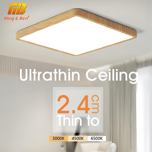 Modern Nordic style LED ceiling lamp, 24W/36W ultrathin square ceiling lights, 2.4cm thick, available in cold white, warm white, and neutral light for indoor home decor in living room or bedroom.