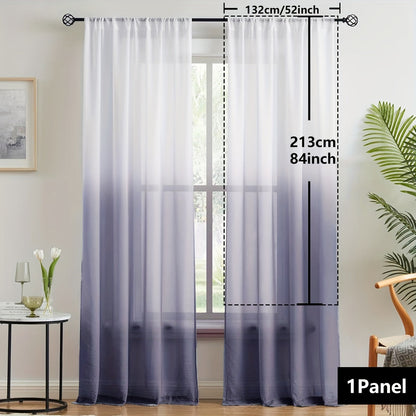 Elegant home decor - 1pc of gradient sheer curtains featuring top & bottom two-tone design in wear rod style.