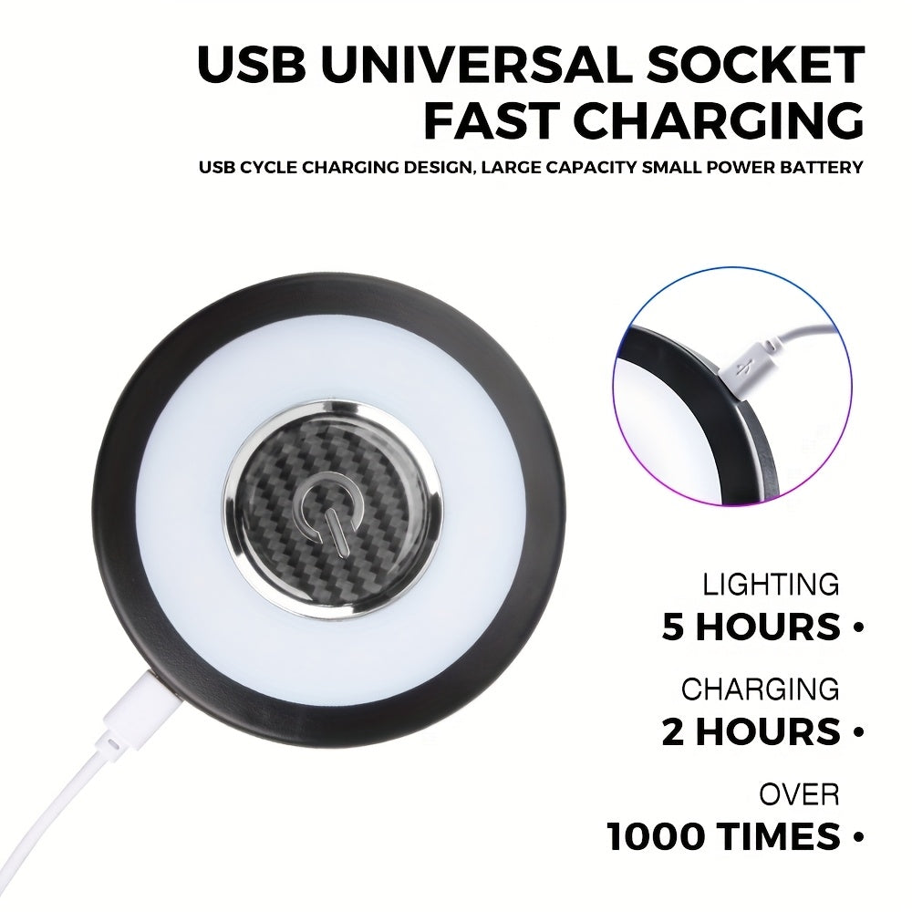 1pc USB rechargeable LED car ceiling light with 3 colors, magnetic roof attachment for vehicle and RV use, and can also be used as a reading or cabinet light in the bedroom.