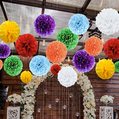 14 pieces of DIY paper flower ball pom pom charm decoration