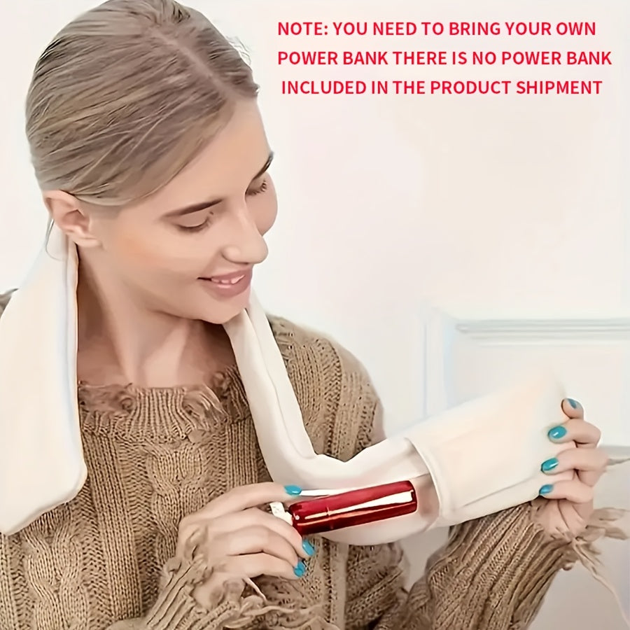 Stay warm and cozy with our USB powered heated scarf! This unisex polyester knitted neck warmer is perfect for everyday wear with its casual style. Made with 100% polyester composition, this scarf features a washable electric heating element to keep you