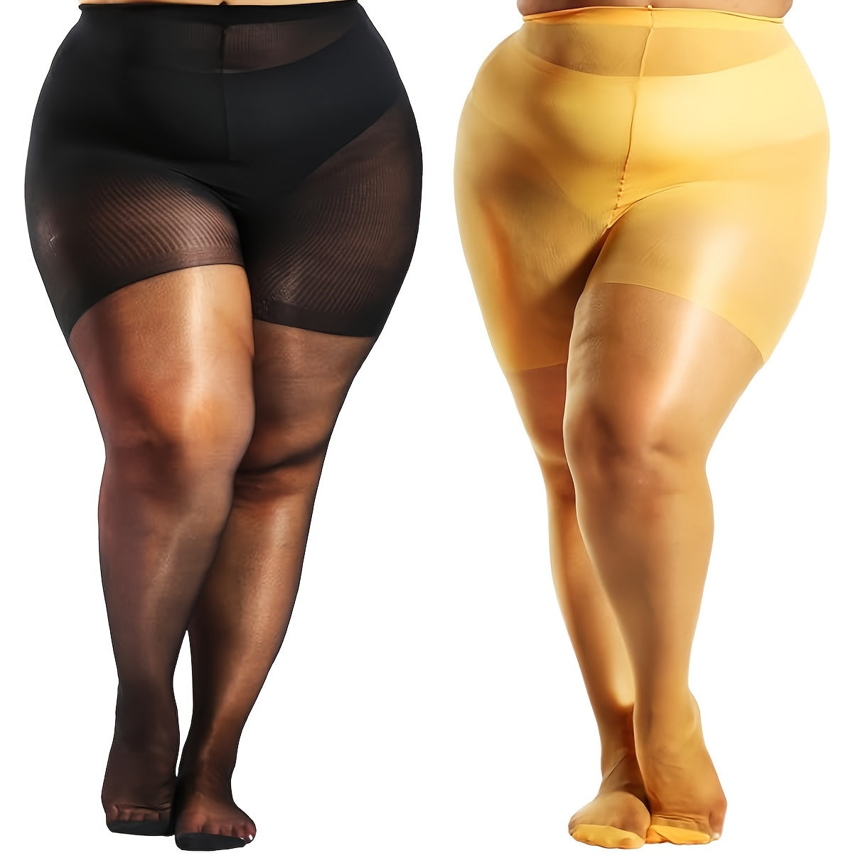 Two stylish packs of soft, large-sized, high-elastic women's tights.