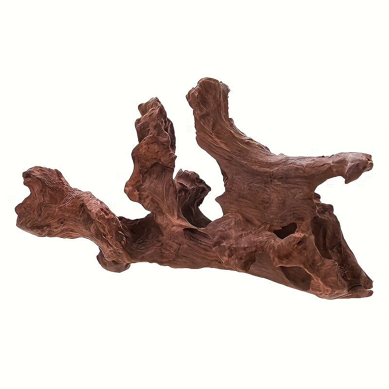 Authentic natural driftwood aquarium decor for small fish tanks with bark-enhanced detailing.