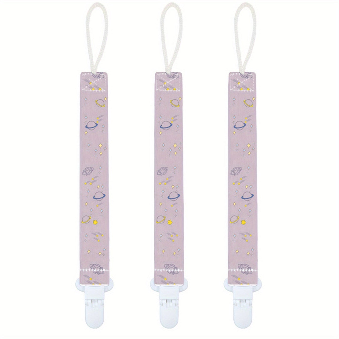 COZYPANDA Pacifier Clips - Set of 3, Universal Fit, Strong and Durable, Various Designs, Keep Pacifiers Securely Attached, Perfect Baby Shower Gift.